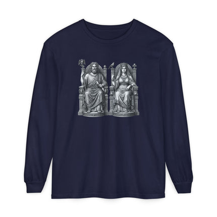 Zeus and Hera Long Sleeve T-Shirt | Greek Mythology Statue Art