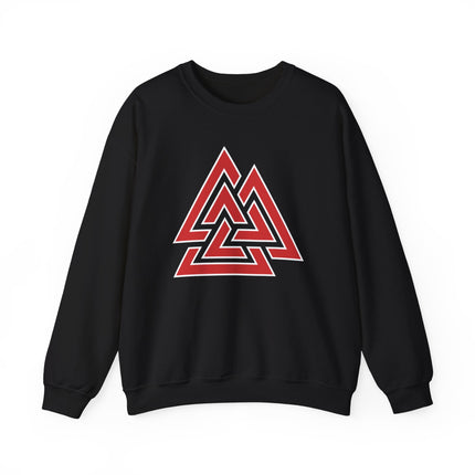 Red Valknut Norse Symbol Sweatshirt | Viking Asgard Symbol Unisex Pullover V1