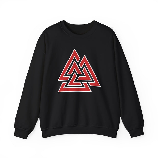Red Valknut Norse Symbol Sweatshirt | Viking Asgard Symbol Unisex Pullover V1