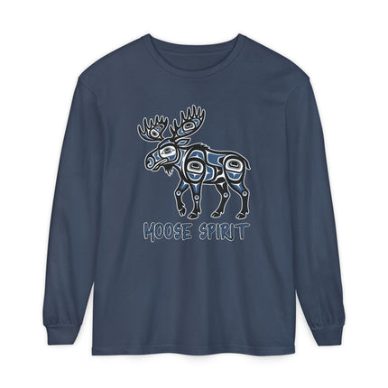 Moose Spirit Long Sleeve T-Shirt | Formline Animal Graphic Tee