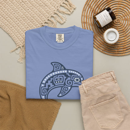 Mayan Dolphin T-Shirt | Turquoise Mesoamerican Inspired Graphic Tee