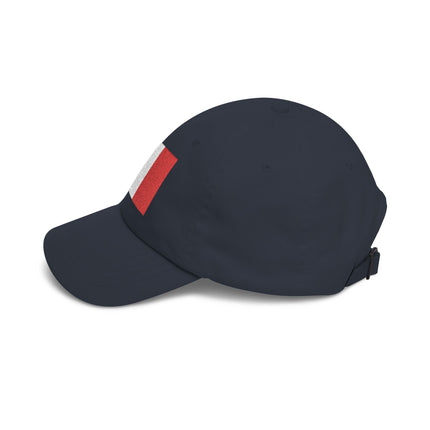 Embroidered Italian flag baseball cap in navy blue. Show your Italian pride and national colors.