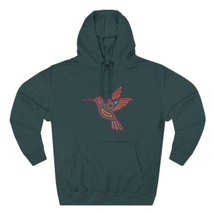 Huichol Hummingbird Art Hoodie | Colorful Indigenous Bird Symbol Pullover Hoodie