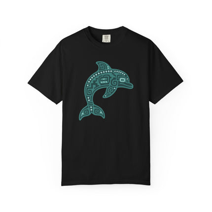 Mayan Dolphin T-Shirt | Turquoise Mesoamerican Inspired Graphic Tee