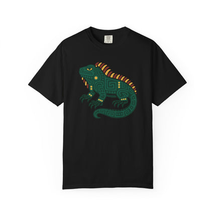 Mayan Iguana T-Shirt | Green Mesoamerican Inspired Animal Graphic