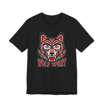 Wolf Spirit T-Shirt | Red & Black Indigenous Formline Wolf Head | Spirit