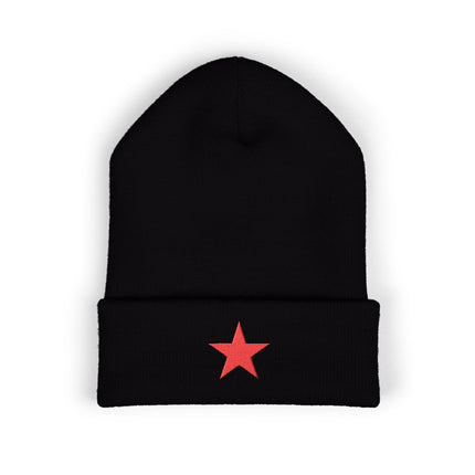 Red Star Cuffed Beanie | Embroidered Five-Pointed Political Symbol