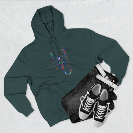 Huichol Scorpion Hoodie | Vibrant Mexican Folk Art Design Pullover Hoodie