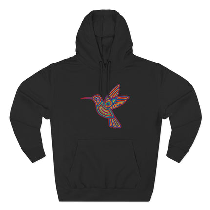 Huichol Hummingbird Art Hoodie | Colorful Indigenous Bird Symbol Pullover Hoodie