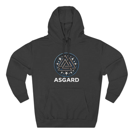Norse Asgard symbol hoodie with a circular three-triangle design.