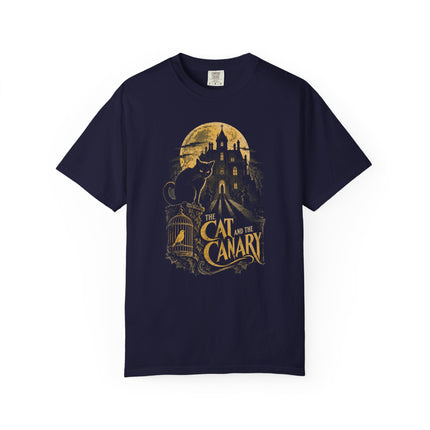 The Cat and the Canary T-Shirt | Moonlit Gothic Mansion Artwork