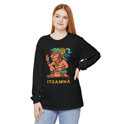 Itzamna Maya Deity Long Sleeve T-Shirt | Mesoamerican Graphic