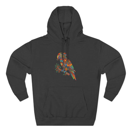 Huichol Parrot Spirit Animal Art Hoodie - Bohemian Mandala Bird Design