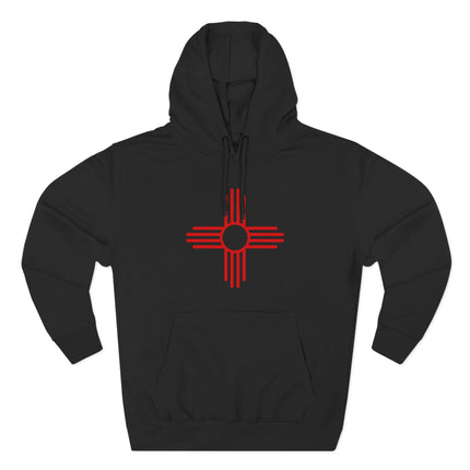 Native American Red Zia Sun Symbol Hoodie | New Mexico Unisex Pullover V3