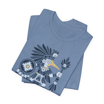 Aztec Hummingbird Warrior T-Shirt | Red and Gold Figure Graphic Tee