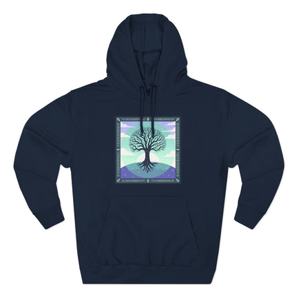 Celtic Tree of Life graphic design featuring roots and nature elements.