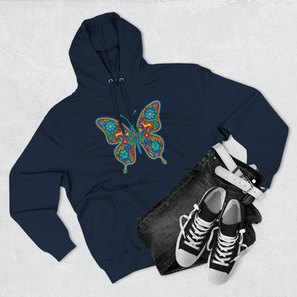 Huichol Butterfly Hoodie | Colorful Mexican Folk Art Indigenous Pullover Hoodie