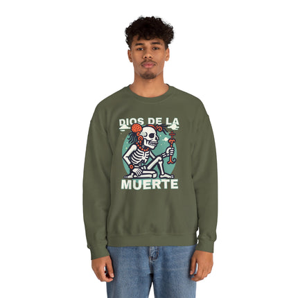 Dios de la Muerte Skeleton Sweatshirt | Mayan God of Death Graphic Pullover Sweatshirt