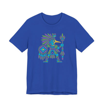 Aztec Hummingbird Warrior T-Shirt | Red and Gold Figure Graphic Tee