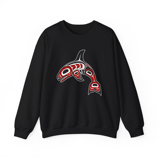 Orca Whale Indigenous Formline Art Sweatshirt | Pacific Northwest Pullover Sweatshirt