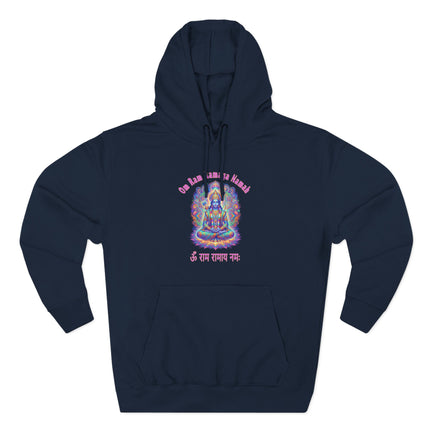 Psychedelic Lord Rama mandala hoodie featuring the Om Ramaya Namah Hindu mantra.