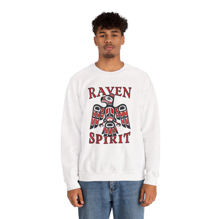 Raven Spirit sweatshirt featuring Haida formline art raven graphic.