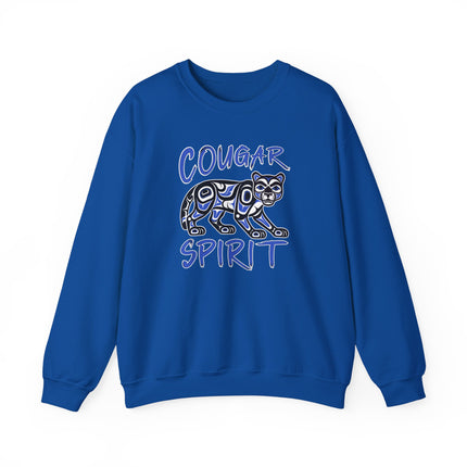Cougar spirit formline art pullover featuring indigenous Native American designs.