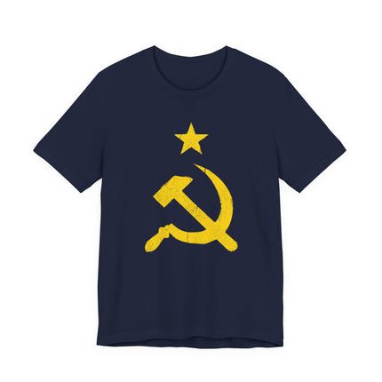 Vintage Hammer & Sickle Star T-Shirt | USSR Soviet Communist Gold Grunge