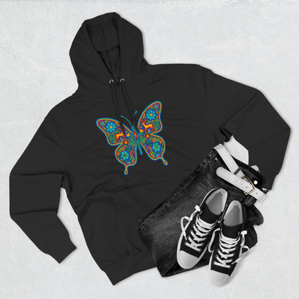 Huichol Butterfly Hoodie | Colorful Mexican Folk Art Indigenous Pullover Hoodie