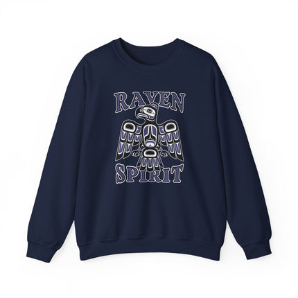 Haida Raven Spirit indigenous art print on a cozy pullover sweatshirt.