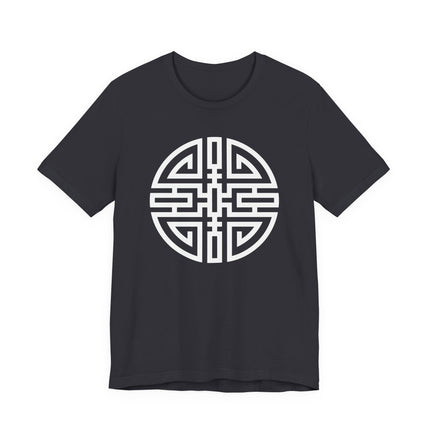 Cai prosperity symbol graphic tee on a black t-shirt. Chinese good luck and wealth design.