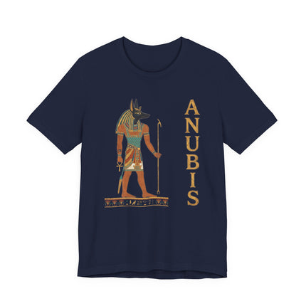 Anubis jackal god graphic tee featuring ancient Egyptian mythology art and the name Anubis.