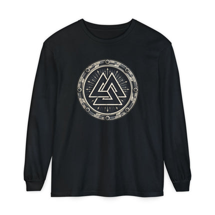 Valknut Norse Symbol Long Sleeve T-Shirt | Odin Mythology Graphic Tee