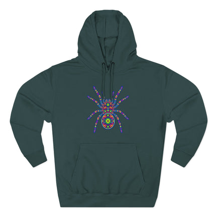 Huichol Tarantula Hoodie | Vibrant Mexican Folk Art Spider Pullover Hoodie