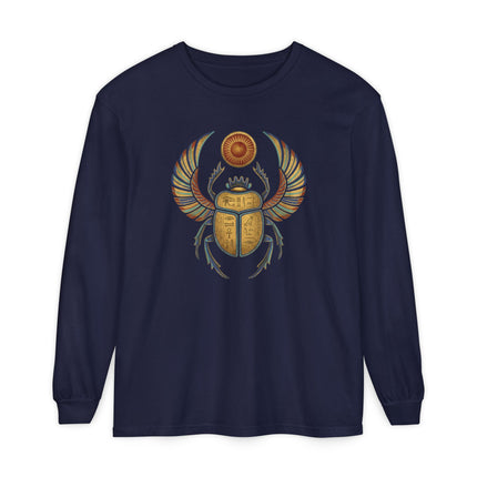 Winged Khepri Scarab Long Sleeve T-Shirt | Egyptian God Graphic Tee