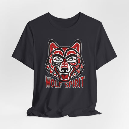 Wolf Spirit T-Shirt | Red & Black Indigenous Formline Wolf Head | Spirit