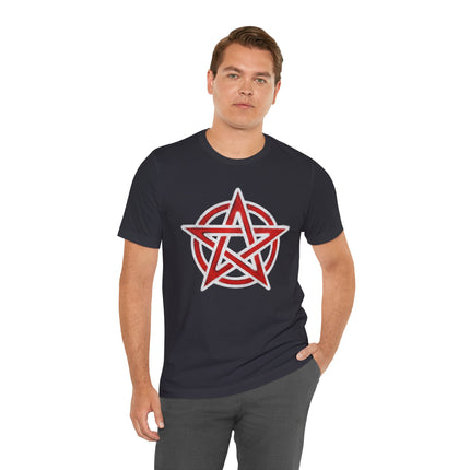 Red Pentagram Circle T-Shirt | Witchy Occult Star Symbol Graphic Tee