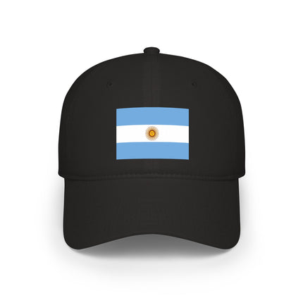Black baseball cap featuring the flag of Argentina and the Sun of May emblem.