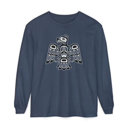 Formline Raven Long Sleeve T-Shirt | Red and White Bird Design Tee