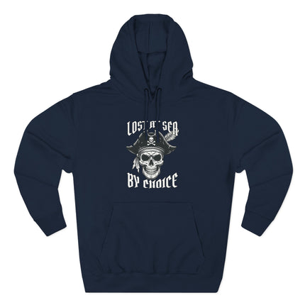 Lost At Sea By Choice pirate skull graphic pullover hoodie.