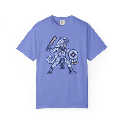 Aztec Jaguar Warrior T-Shirt | Blue Spotted Figure Tee