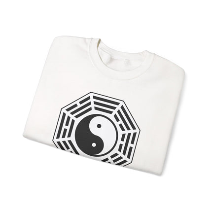 Unisex pullover featuring Bagua and Yin Yang symbolic graphic design for martial arts enthusiasts.