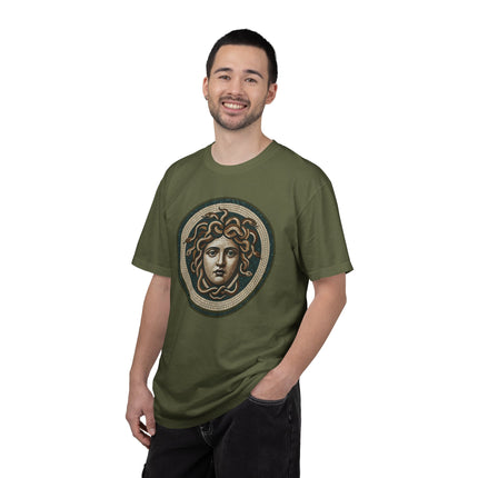 Blue Medusa Mosaic T-Shirt | Greek Mythology Gorgon Head Graphic Tee