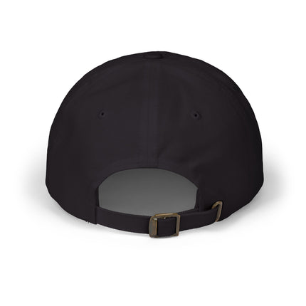 Black dad cap with embroidered Om symbol, perfect for spiritual streetwear and yoga wear.