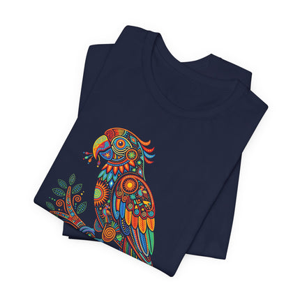 Huichol Parrot Tee | Mandala Bird Design Art T-Shirt