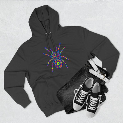 Huichol Tarantula Hoodie | Vibrant Mexican Folk Art Spider Pullover Hoodie