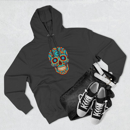 Huichol Skull Hoodie | Colorful Day of the Dead Sugar Skull Pullover Hoodie