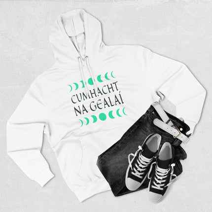 Irish Gaelic moon phases hoodie with celestial design, featuring the power of the moon.