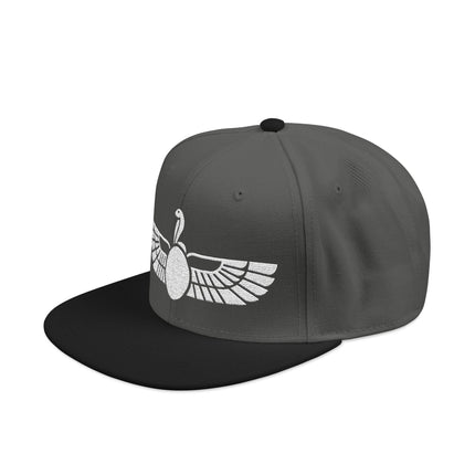 Egyptian winged Uraeus cobra symbol snapback hat.