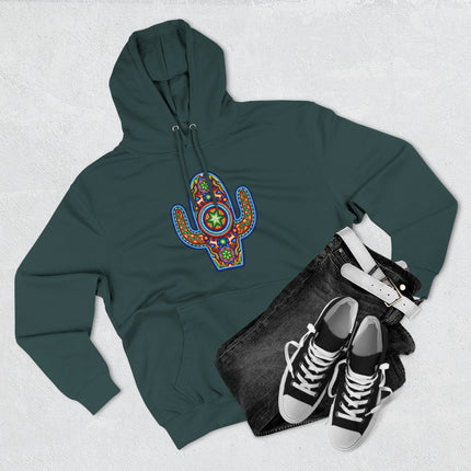 Huichol Cactus Hoodie | Vibrant Mexican Indigenous Art Pullover Hoodie